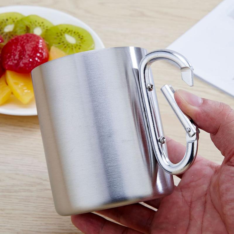 Sprzęt zewnętrzny Kubek górski 350 ml Kubek z karabińczykiem ze stali nierdzewnej Kubek kempingowy zastawa stołowa
