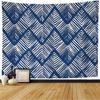 Navy Blue White Geometric Tapestry Wall Hanging Chevron Diamond Line Boho Minimalist Aesthetic Wall Art Decor