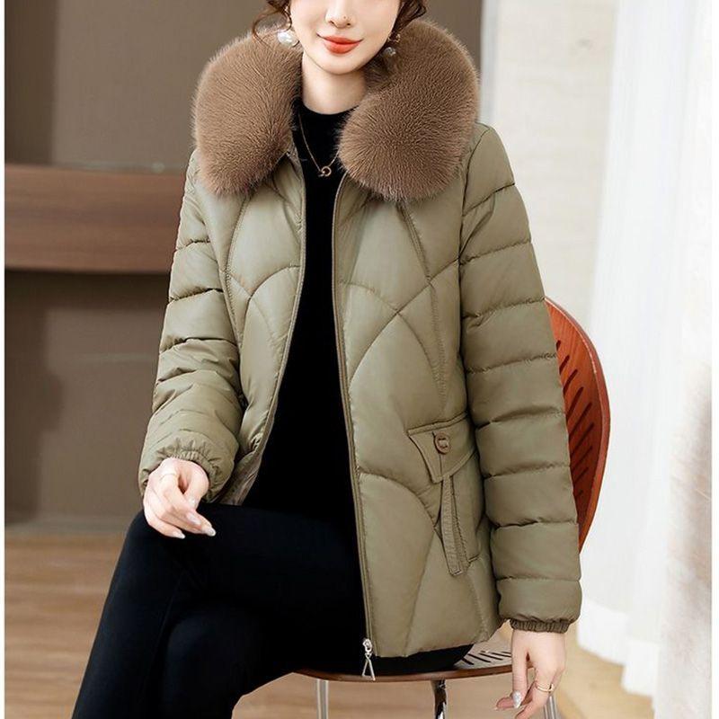 

Женская осенне-зимняя модная толстая теплая блестящая короткая куртка-пуховик с воротником-стойкой XXL