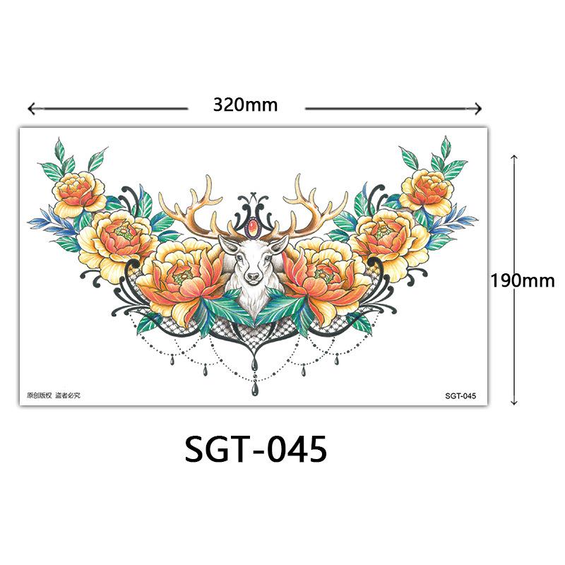 Flower Chest Tattoo Sticker, Chest Tattoo Sticker, Color Half Nail Large Picture Tattoo Sticker