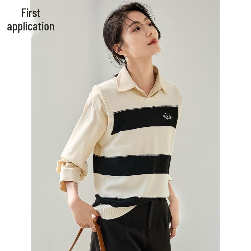 Women's Striped Color-Block Knit Vest Top