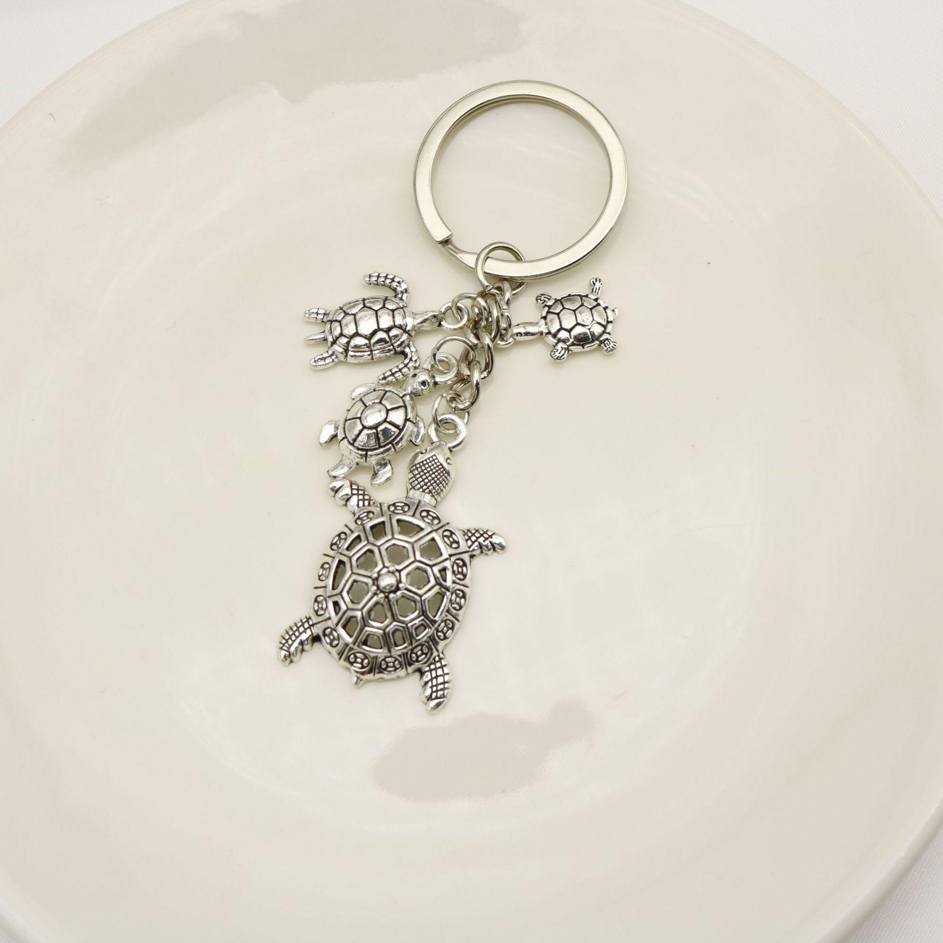 Antique Silver Ocean Turtle Alloy Keychain Pendant серебряный