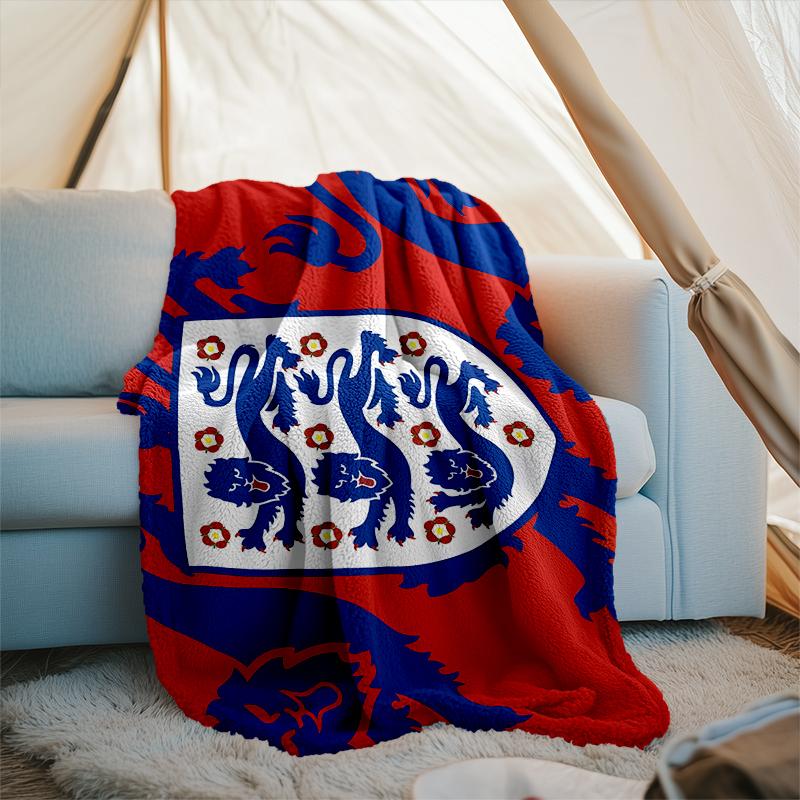 1PC England Football Crest Printed Soft Flannel Blanket Throw for Adult Bedroom Living Room Sofa Camping Travel Fan gifts Christmas Gifts