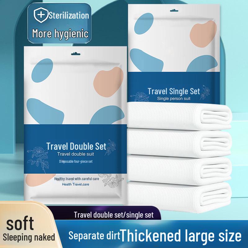 Travel Disposable Bedding Set: Includes Bed Sheet, Quilt Cover, Pillowcase, Bath Towel for Hotels & Homestays.
