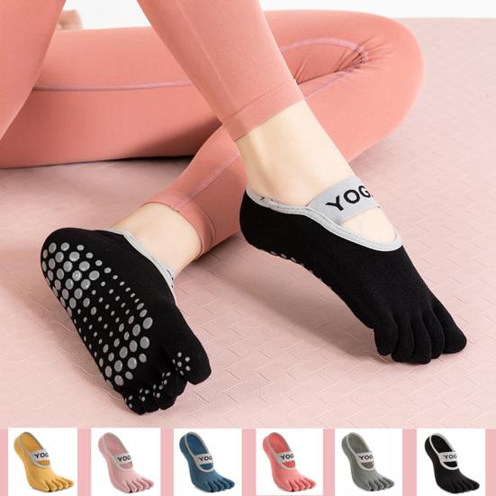 Prstové ponožky pro muže a ženy Protiskluzové jógové ponožky s protiskluzovými body Sportovní běžecké ponožky s 5 prsty pro Pilates Barre Balet Fitness