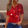 Women's T Shirt Tee Print Button Short Sleeve Daily Weekend Fashion Basic V, Neck Regular Top Valentine's Day