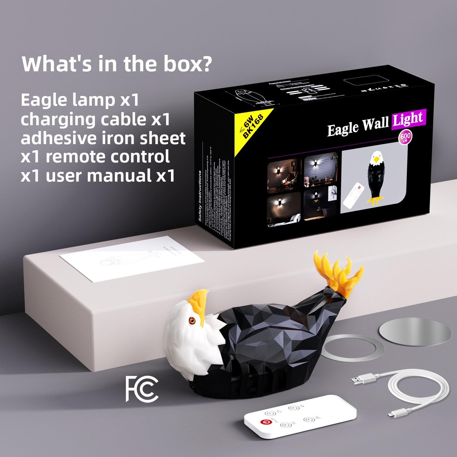 

New Originality Eagle Wall Lamp Projection Lamp Remote Control Magnetic Attraction Charging Ambient Light чорний