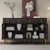 Sideboard mit goldenen Griffen und Beinen, 4 Türen, 4 Schubladen, mit abnehmbarer Laminatplatte, geeignet für Wohn- und Esszimmer, 140*38*82 cm.