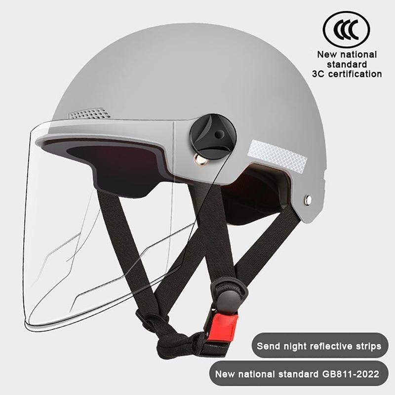 1 Piece 3C Certified Men'S And Women'S Adult Cartoon Electric Bicycle Motorcycle Half Helmet With Goggles Bicycle Safety Helmet