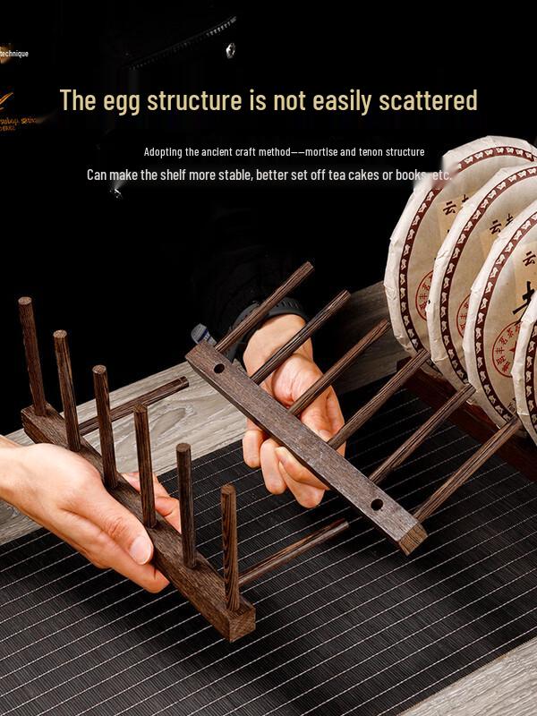 Retro Black Wenge Wood Tea Cake Display Rack