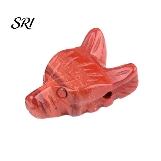 Ornamento de Pedra com Cabeça de Lobo de Ametista Escultura de Paisagem em Miniatura Textura de Cristal Contas DIY Feitas à Mão e Design Polido Decorativo para Pulseiras