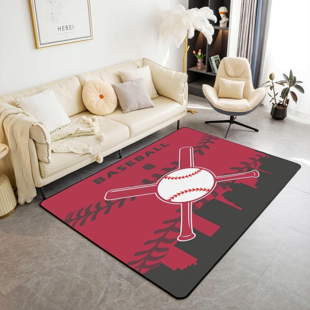 Ковер Erose Bridal Boys Baseball Area Rug 5x7 для подростков и молодежи, Ковер с изображением бейсбольной команды в подарок, Спортивные ковры для спальни, Городской ковер для помещений с тематикой бейсбола