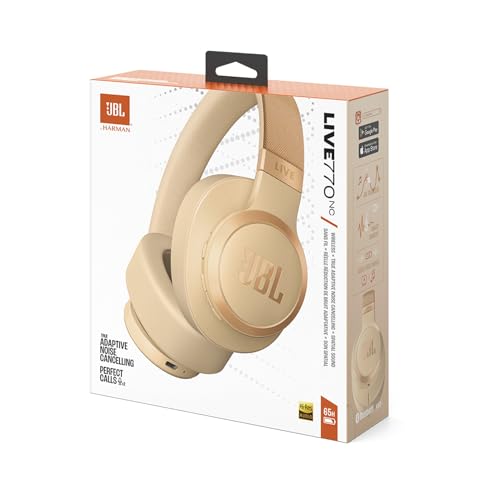 JBL LIVE 770 NC Style/Design/Hybrid Noise Cancelling/Bluetooth Enabled/Multi-Point/Over-Ear Headphones/Sandstone/JBLLIVE770NCSAT