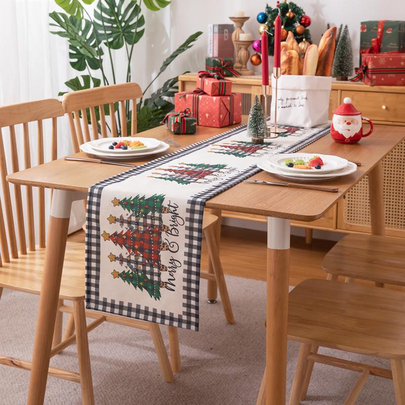 Modern Simple Polyester Digital Printing Christmas Tree Table Flag Bedside Flag Placemat Table Cloth