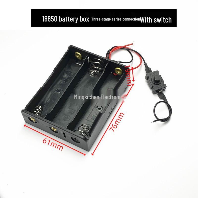 18650 Lithium Battery Holder with Lid and DC Plug - Supports 1 To 4 Cells In Series/Parallel (3.7/7.4V)