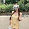 Waist suspender dress female cartoon print design age-reducing hip skirt style summer slim Spice Girl new