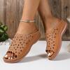Summer New Wedge Slippers Women's 2025 Plus Size Platform Cutout Sandals