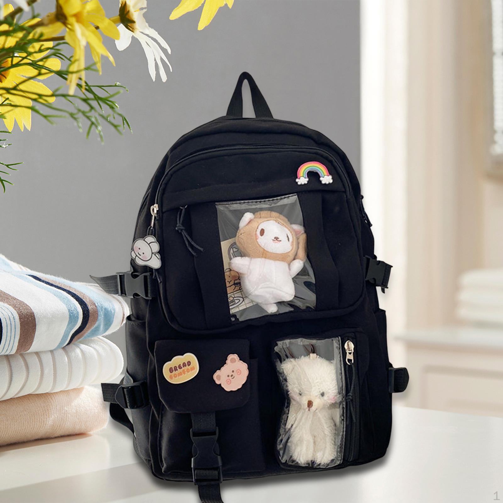 

Рюкзак для, Эстетическая мода с милой подвеской для ноутбука, школьная сумка для чёрный