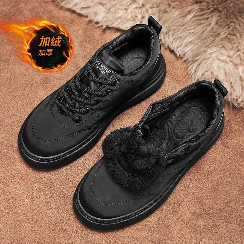 Moda inverno masculino sola grossa sapatos casuais pano de plumas impermeável leve quente ao ar livre sapatos casuais mais veludo tênis grossos