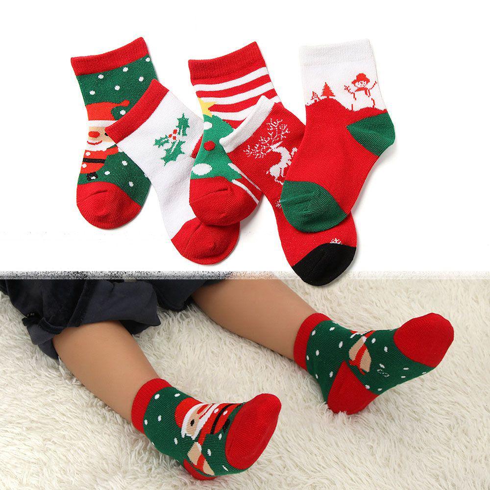 

5 Pairs Fashion Xmas Gifts Low Cut Christmas Socks Cotton Santa Claus Elk