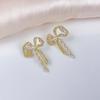 Silver Needle Diamond Bow Earrings Simple and Versatile High-quality Stud Earrings Women's Niche Light Luxury High-end Earrings