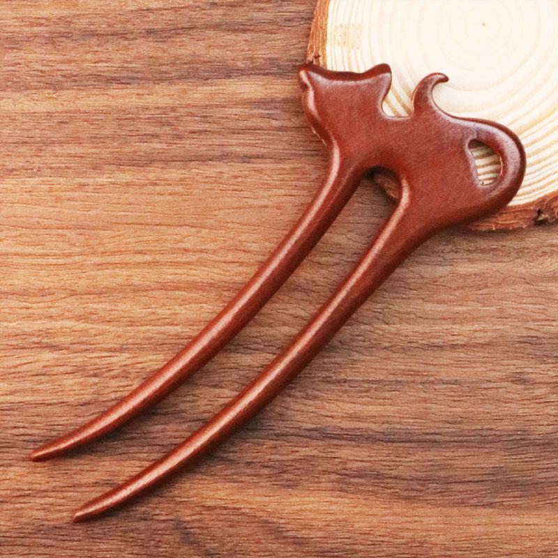 

1pc Wood Hair Accessories Butterfly Flower Vintage Style Rabbit Deer Women Hairpin U-Shaped Hair Stick