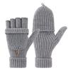 Winter Knitted Fingerless Gloves Knit Convertible Mittens with Flip Cover Men Women Warm Mittens for Typing Driving Stocking Stuffers Gifts