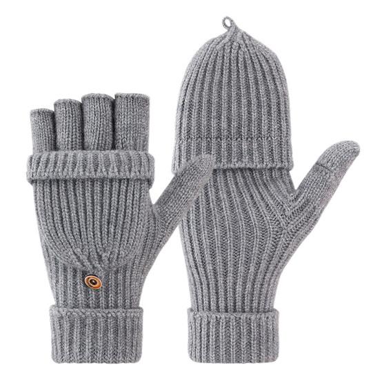 Winter Knitted Fingerless Gloves Knit Convertible Mittens with Flip Cover Men Women Warm Mittens for Typing Driving Stocking Stuffers Gifts