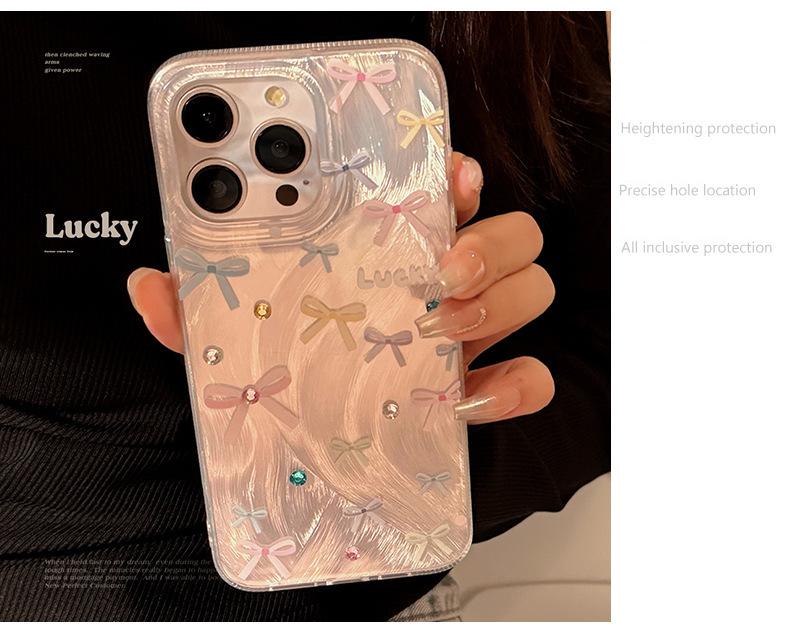 Colorful Bow Shiny Sweet Girl Apple 16 Pro Max Cover Individual Simplicity Iphone 15 14 13 12 Plus Mobile Phone Cases