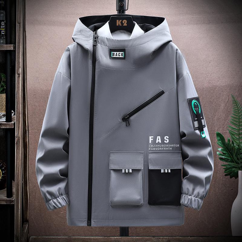 

Spring and Autumn Men s Zipper Jacket Men s Pilot Hooded Jacket Baseball Uniform Tide Card Loose Pullover Casual Hooded Jackets XXXXL сірий