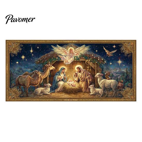 Seasonal Celebration Props Christmas Garage Door Cover, Winter Reindeer Barn/Santa Shop/Nativity Scene Holiday Party Backdrop Banner, Large
