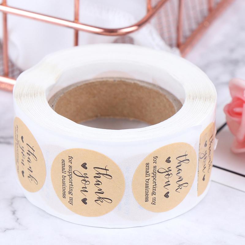 500Pcs/Roll Handmade Thank You Stickers Paper Label  Round Stationery Decor