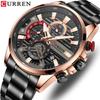 Curren Men's Multifunctional Waterproof Quartz Watch with Calendar and Large Dial Steel Band.