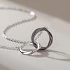 Mobius Double Ring Couple Necklace for Men and Women, Simple Japanese and Korean Pendant Collarbone Chain Necklace