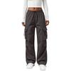 Women’s Retro Straight Leg Cargo Pants with Drawstring Cuffs Loose Fit Elastic Waistband Utility Trousers for Daily Wear