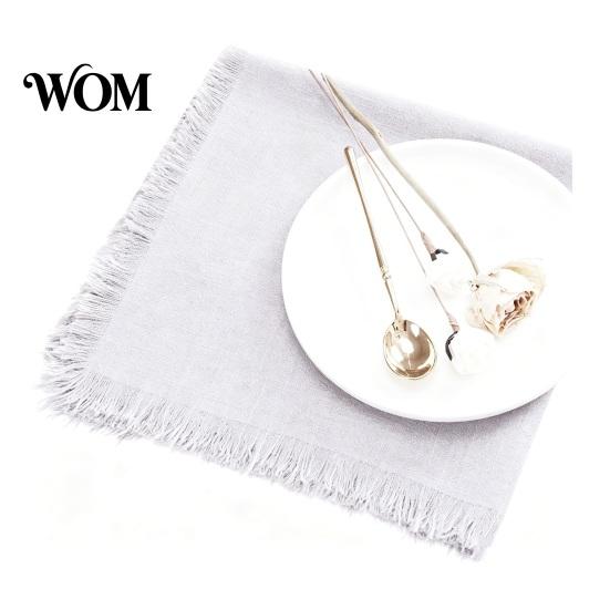 Soft Fringed Napkins Boho Linen Napkin, 18 Inch Washable Fabric Rustic Farmhouse Napkin for Dining Table Home Wedding Bridal Shower