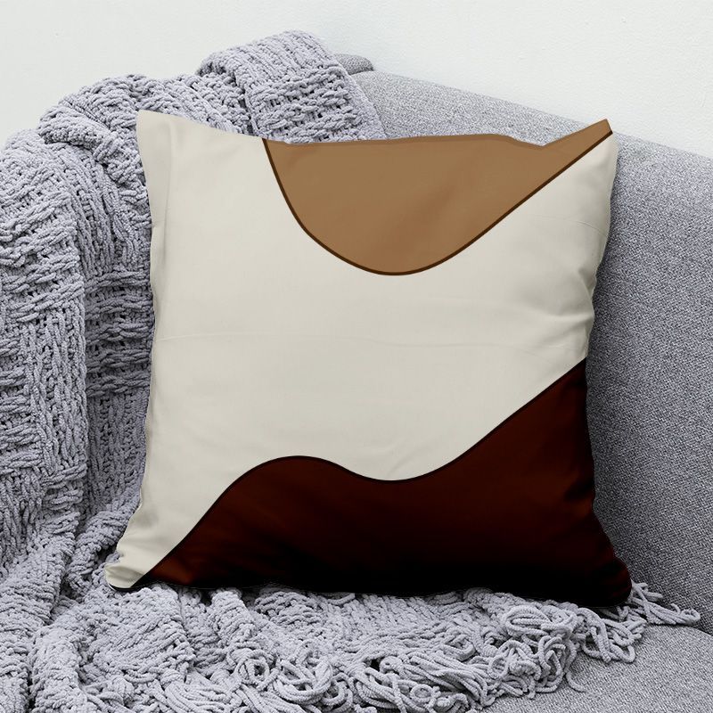 Niche Earth Color Simple Pillow B&B Sofa Back Cushion High-end Pillow Cover Double-sided Printing