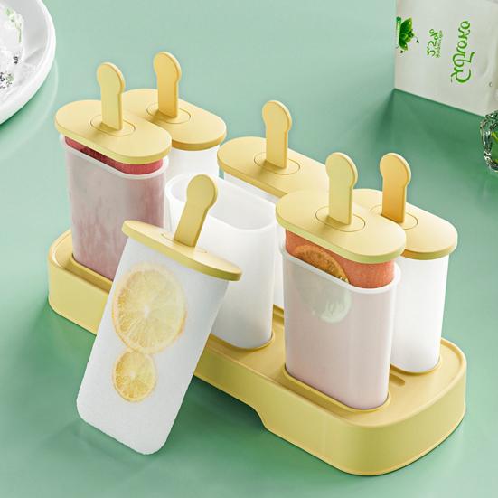 6Pcs Ice Cream Mold Plastic Popsicle Maker for Homemade Fruit Ice Cream Yogurt Popsicles Chocolate Pudding Molds for Children