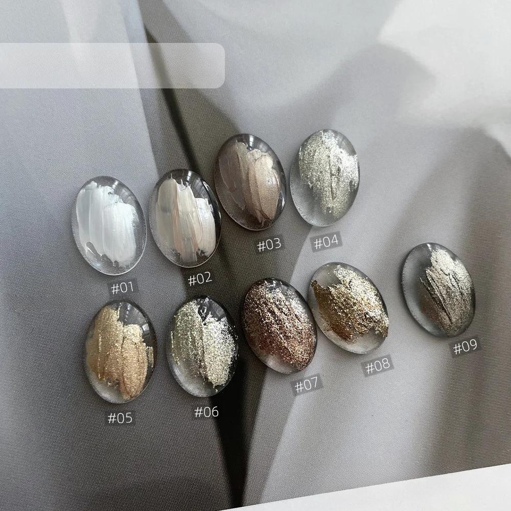 Poudre Aurora 9 couleurs Poudre de fée à paillettes en coquillage Popularité Poudre de brocart Nail Art solide Nail Art solide