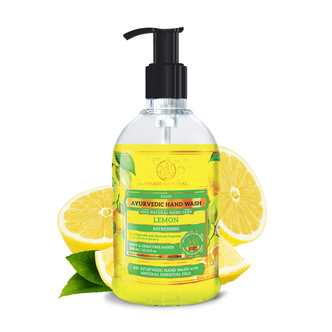 

Khadi Natural Lemon Hand Wash 300 ml Deep Cleansing Paraben Free Refreshing Daily Use For All Skin Types