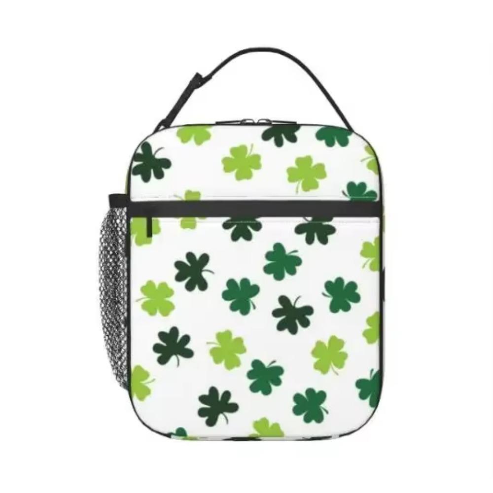 3D St.patrick Day Clovers Insulated Lunch Bag Many Green Clover Lunch Box Lunch Bag for Women Food Tote Bags Reusable