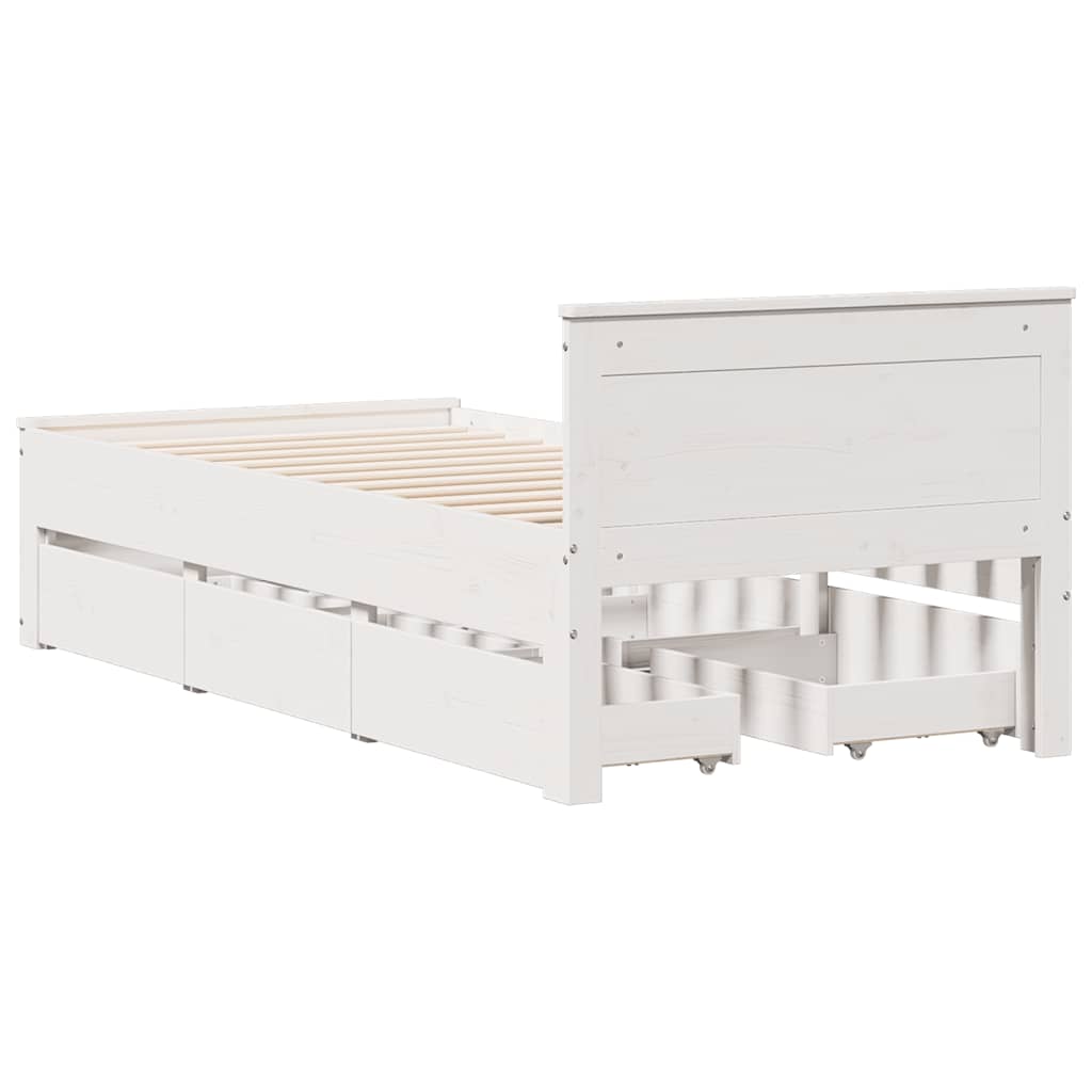 Solid Wood Bed Without Mattress with Headboard White 75 X 190 Cm