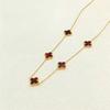 Collana a Quattro Foglioline e Cinque Fiori Double-sided in Acciaio al Titanio - Choker di Lusso Premium da Donna