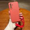 Silicone Wrist Strap Phone Case for Samsung Galaxy A17 A06 A16 A26 A36 A56 A05 A05S A15 A35 A55 for Magsafe Protective Cover
