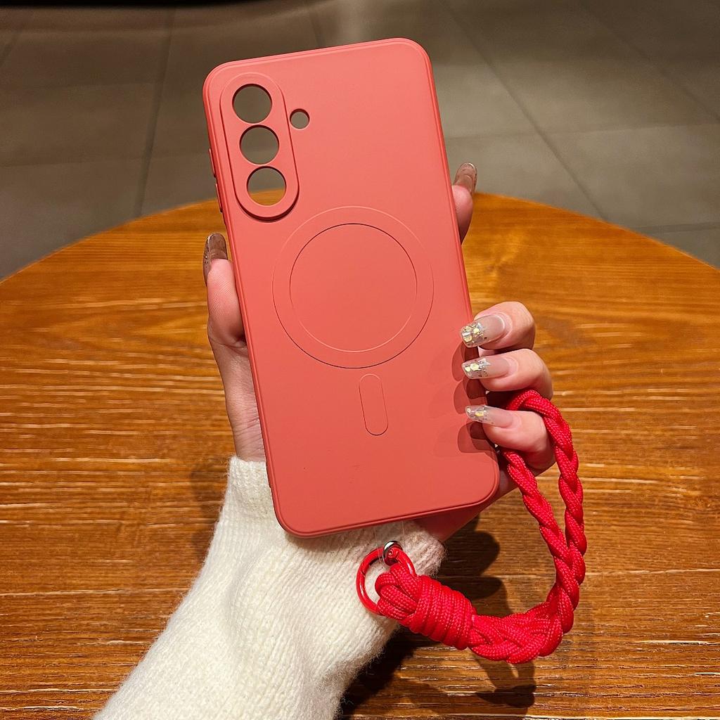 Silicone Wrist Strap Phone Case for Samsung Galaxy A17 A06 A16 A26 A36 A56 A05 A05S A15 A35 A55 for Magsafe Protective Cover