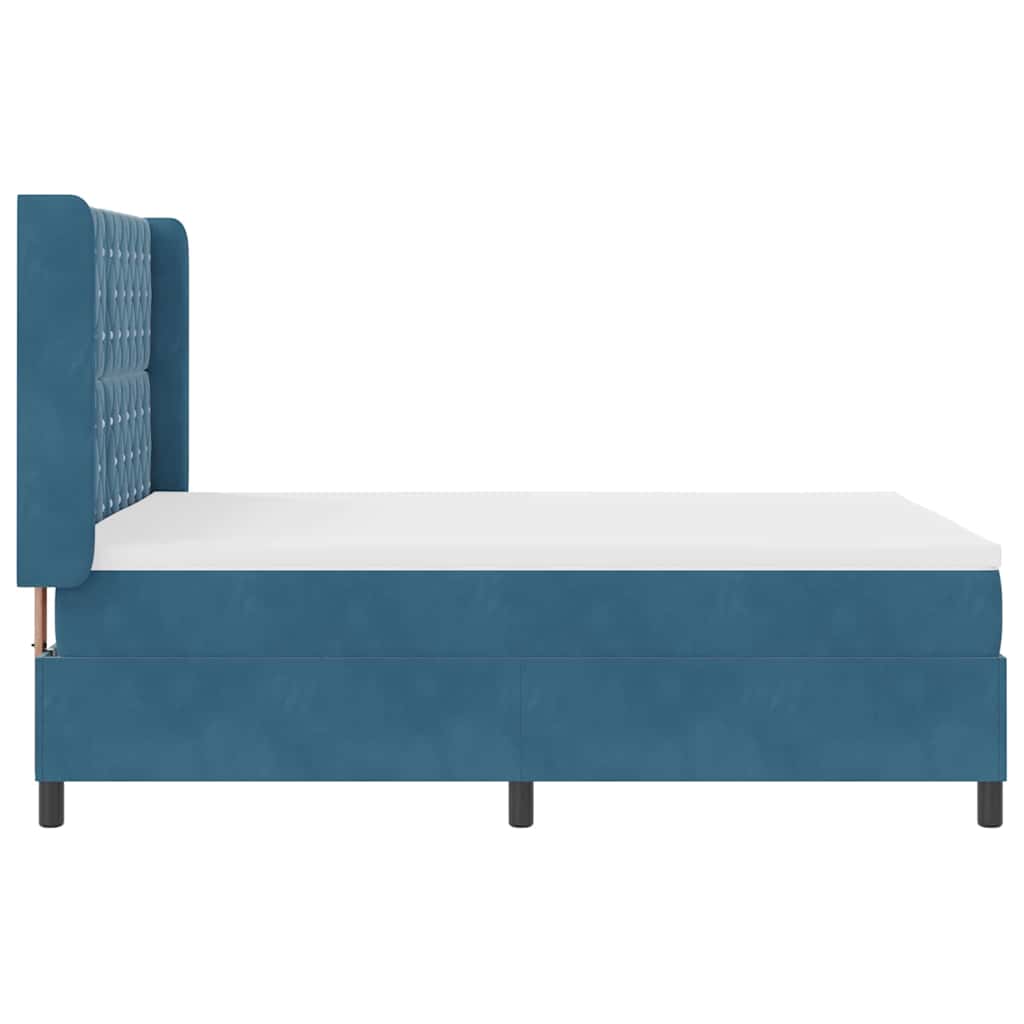 Box Spring Bed with Mattress and Headboard Blue 160 X 200 Cm Velvet