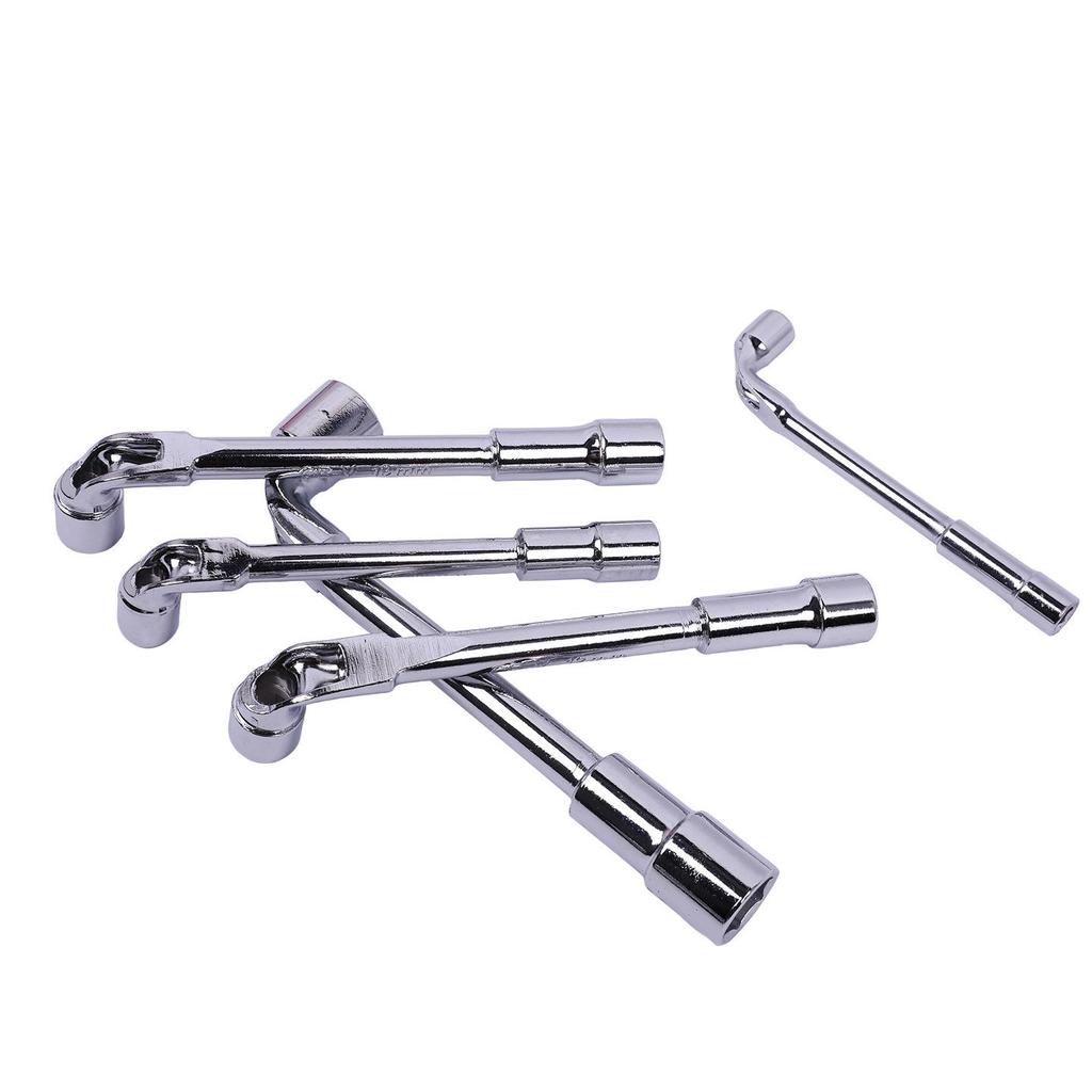 Chrome-Plated L-Shaped Double-Ended Socket Wrench with Hex Sleeve