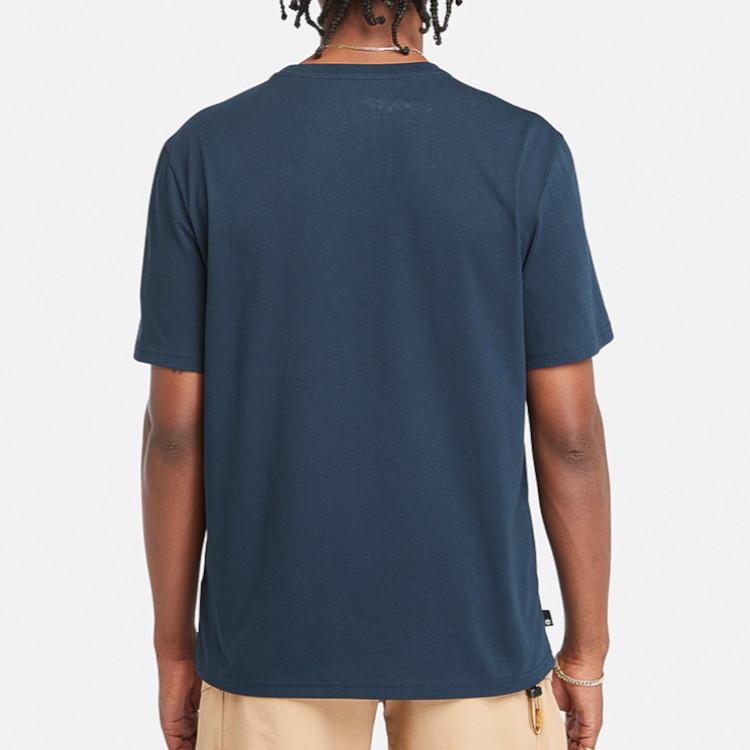 Timberland Letter Logo Printed Outdoor Casual Breathable Crew Neck Short Sleeve T-Shirt Men Tops Deep-Sapphire-Blue A42T5-433
