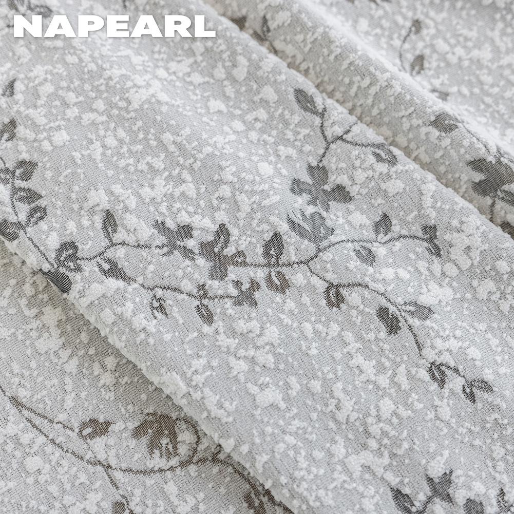 1PC NAPEARL Vintage Rural Style Jacquard Curtains, Gray Rattan Vine Branch Leaf Sheer Curtain for Bedroom Living Room Home Decor