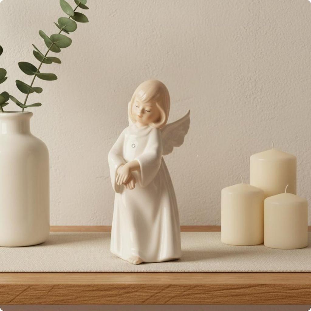 4 Pieces Ceramic Angel Figurine Cute Angel Figurine Cherub Sculpture Gift Home Decor Creative for Girls, Shelf Display
